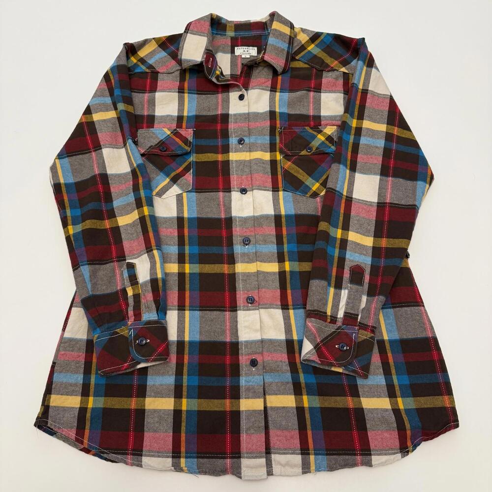 Matchstick Argus Multi-Color Plaid Cotton Flannel Button Down Shirt Mens Large